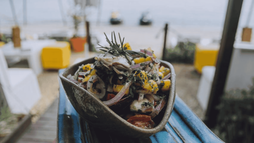 a bowl of food on a table